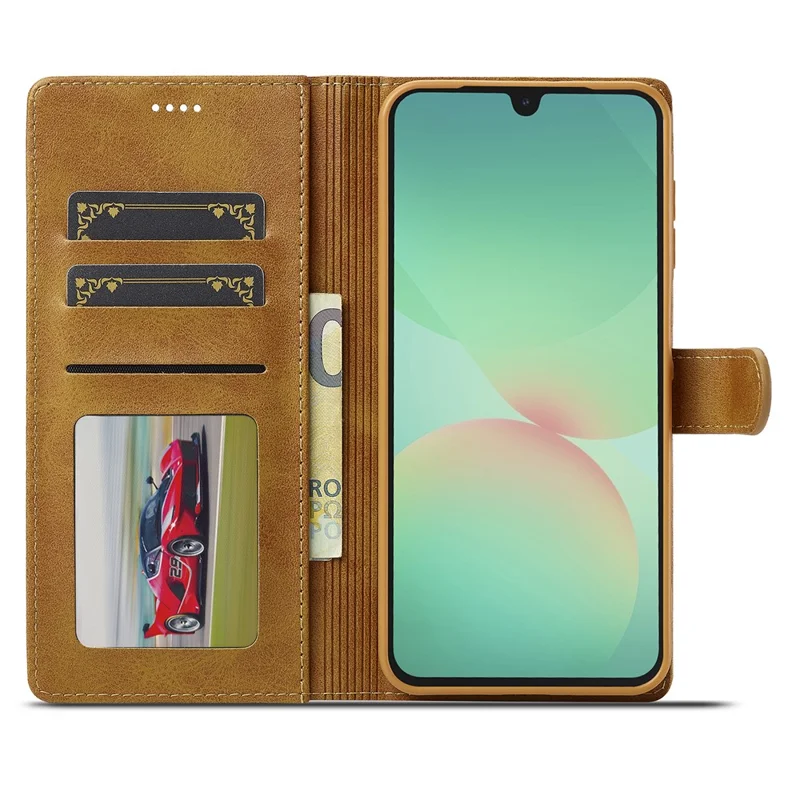 LC.IMEEKE Étui Portefeuille pour Samsung Galaxy A27, Housse en Cuir Texturé Veau - Jaune