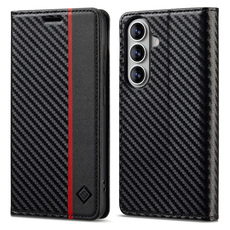 LC.IMEEKE For Samsung Galaxy A27 Wallet Case Carbon Fiber Texture Leather Phone Cover - Vertical Stripe