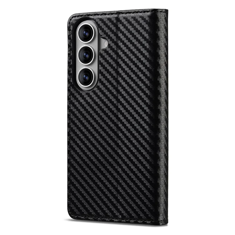 LC.IMEEKE For Samsung Galaxy A27 Wallet Case Carbon Fiber Texture Leather Phone Cover - Vertical Stripe
