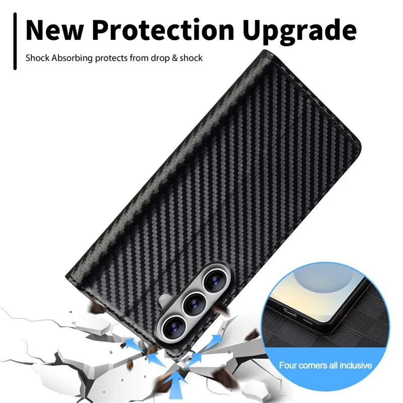 LC.IMEEKE For Samsung Galaxy A27 Wallet Case Carbon Fiber Texture Leather Phone Cover - Vertical Stripe