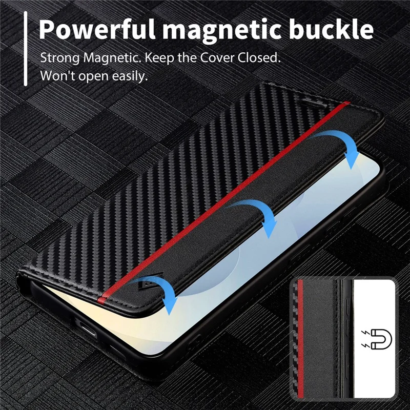 LC.IMEEKE For Samsung Galaxy A27 Wallet Case Carbon Fiber Texture Leather Phone Cover - Vertical Stripe