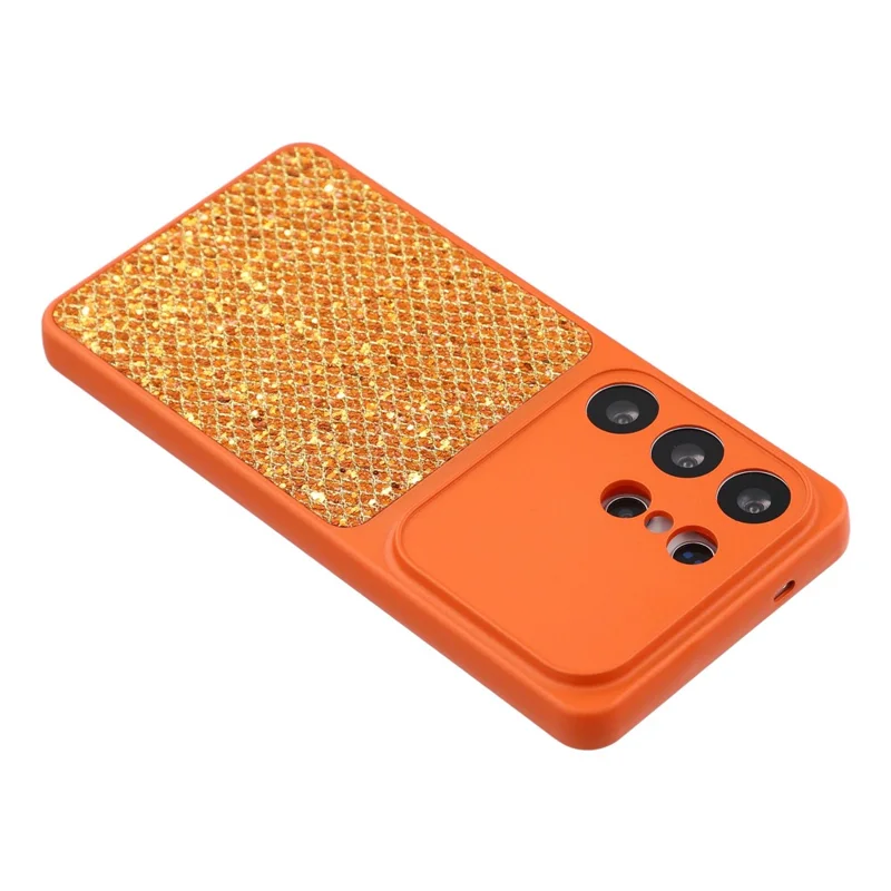 For Samsung Galaxy S24 Ultra Case Diamond Glitter TPU Shockproof Cover - Orange