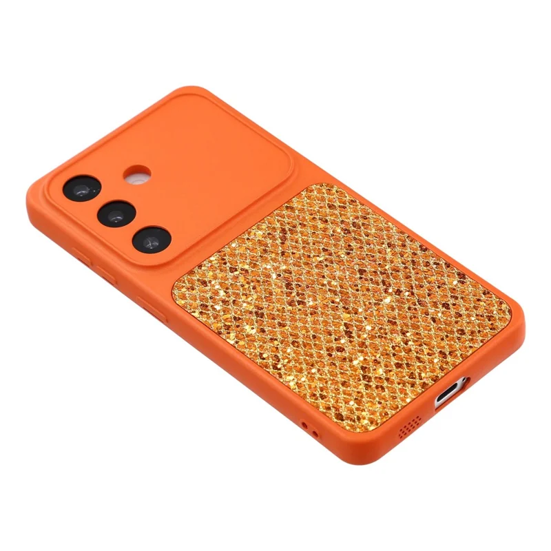 For Samsung Galaxy S25+ Case Diamond Glitter TPU Shockproof Cover - Orange