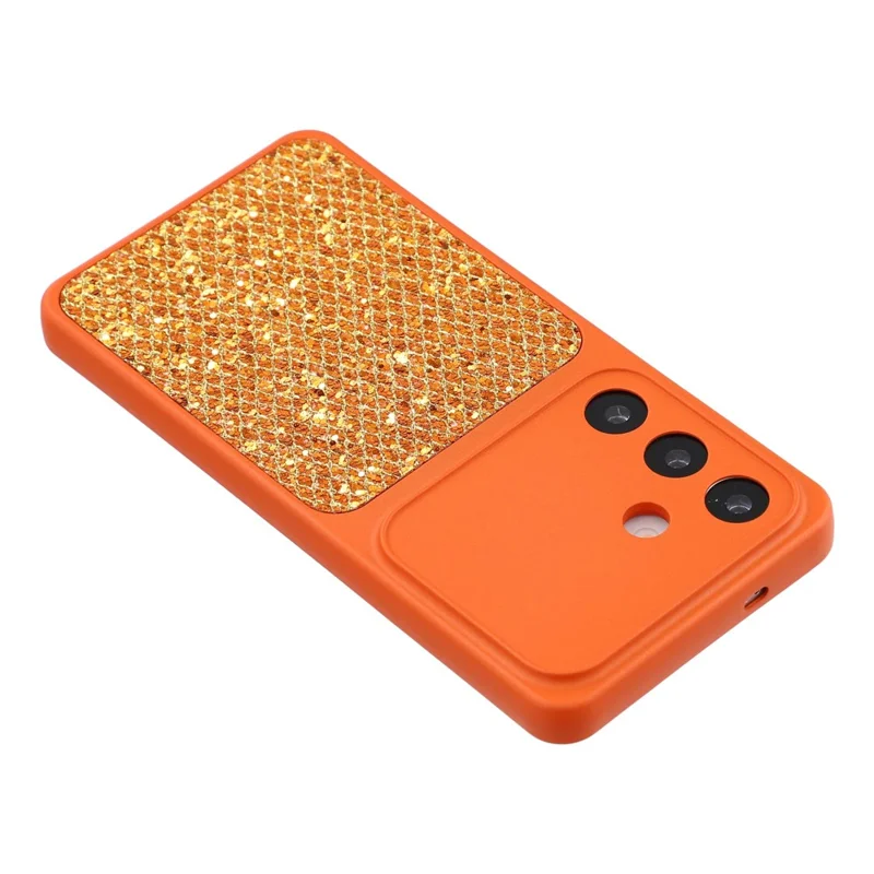 For Samsung Galaxy S25+ Case Diamond Glitter TPU Shockproof Cover - Orange