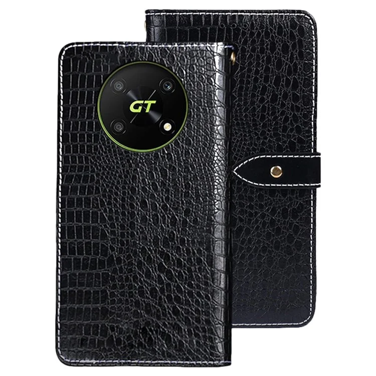 Idewei Magnetic Grotective Flip Cover Для Honor X40 GT 5G / X9 5G / X30 5G / Magic4 Lite 5G, Антибальная Крокодила Текстура PU - Черный