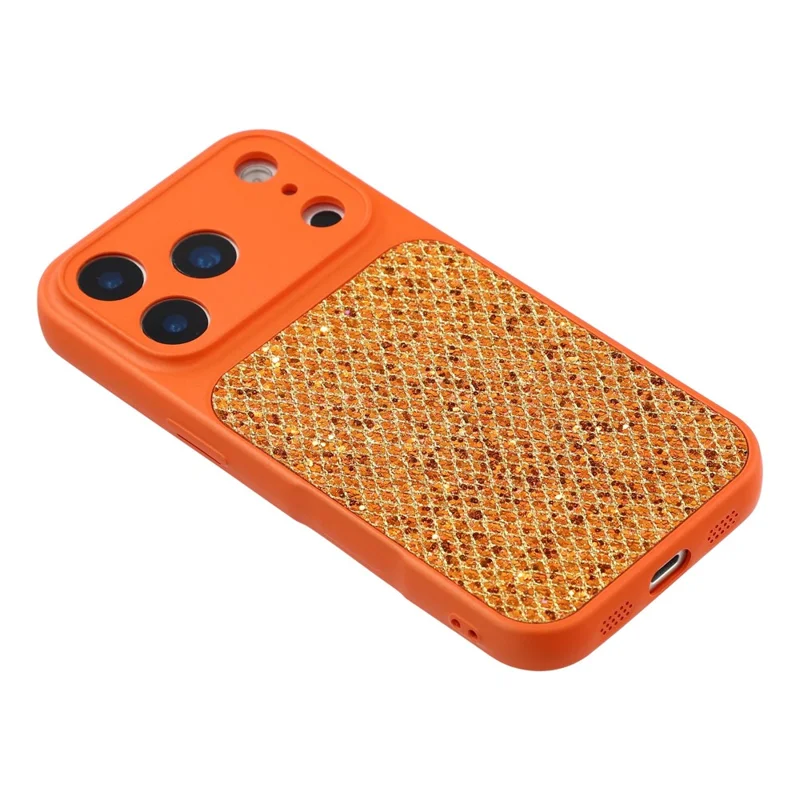 For iPhone 17 Pro Max Case Diamond Glitter TPU Shockproof Cover - Orange