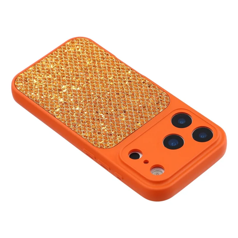 For iPhone 17 Pro Max Case Diamond Glitter TPU Shockproof Cover - Orange