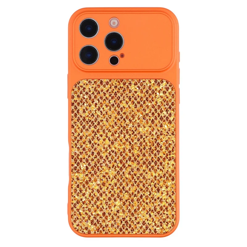 For iPhone 16 Pro Case Diamond Glitter TPU Shockproof Cover - Orange