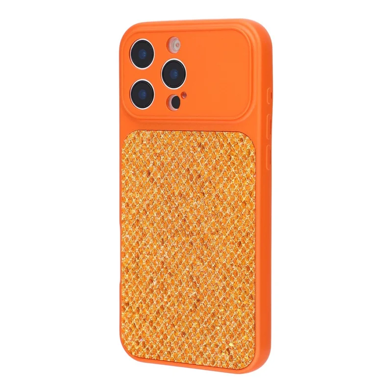 For iPhone 16 Pro Case Diamond Glitter TPU Shockproof Cover - Orange