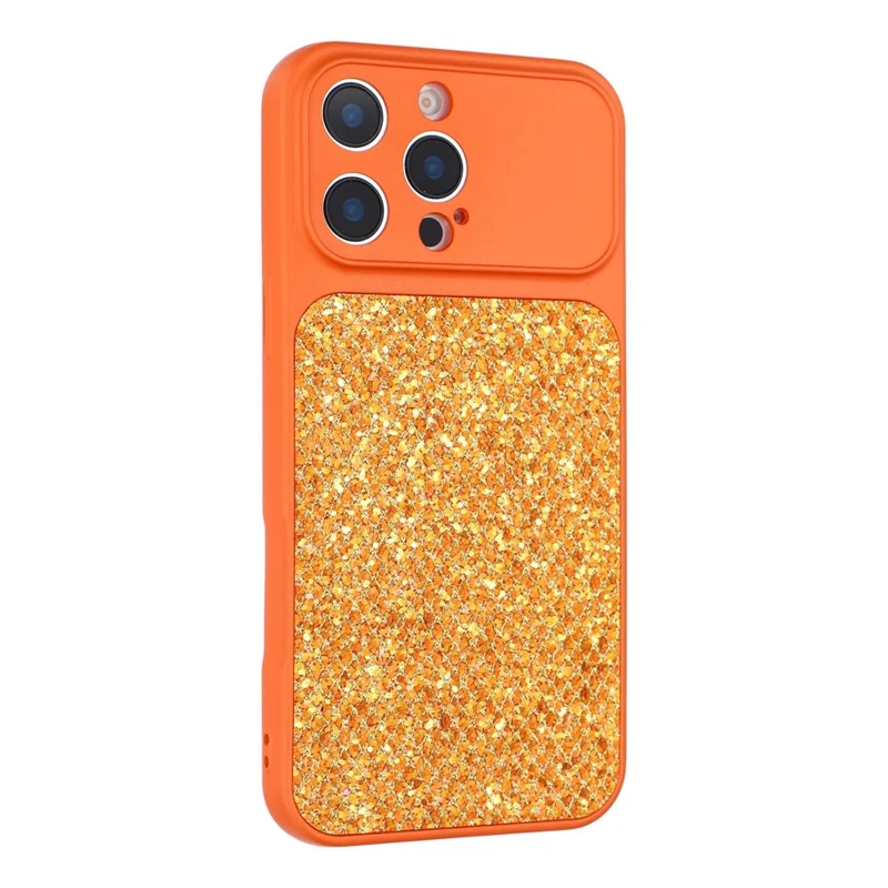 For iPhone 16 Pro Case Diamond Glitter TPU Shockproof Cover - Orange
