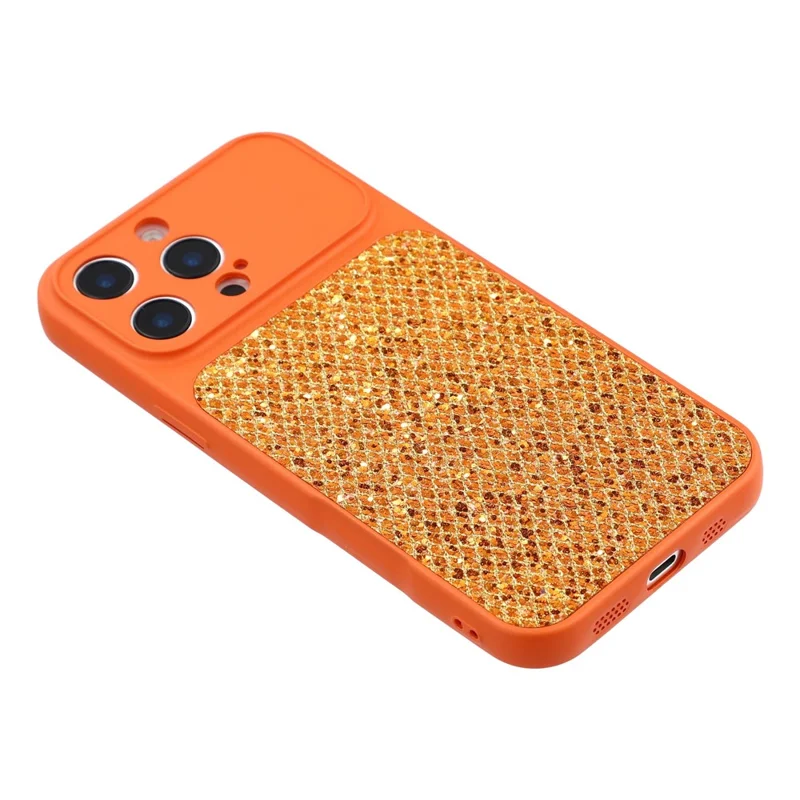 For iPhone 16 Pro Case Diamond Glitter TPU Shockproof Cover - Orange