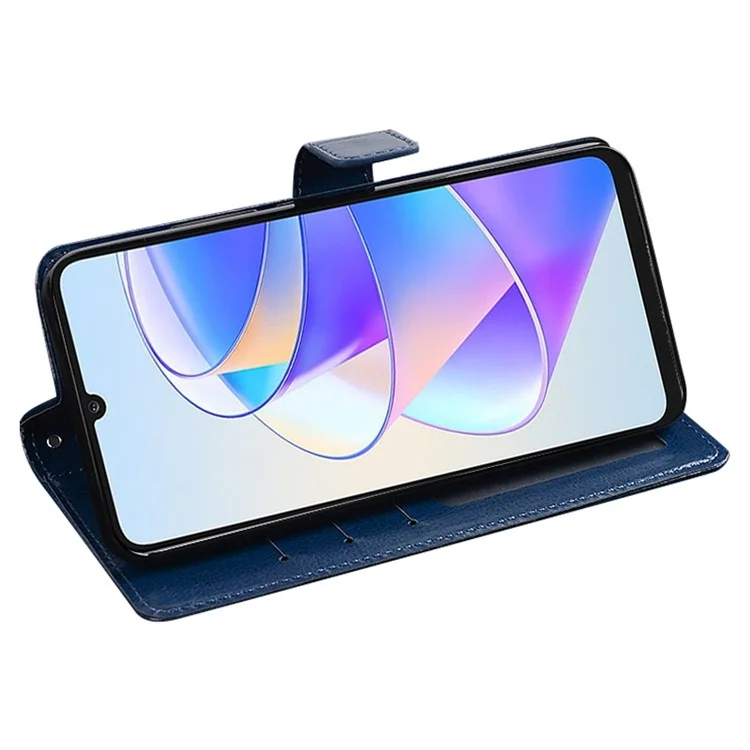 Idewei Для Honor X40 GT 5G / X9 5G / X30 5G / Кошелек Magic4 Lite 5G Показывает Магнитное Закрытие Телефона. Корпус Сумасшедший Лошадь Текстура - Синий