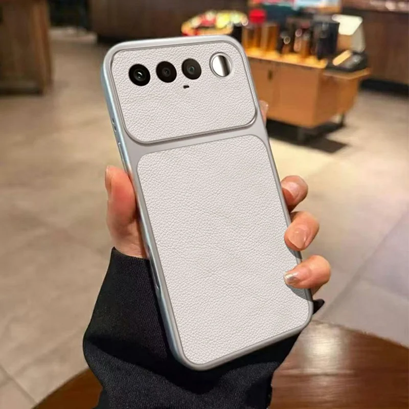 For Realme 16 5G Case PU-læderstruktur Stødfast TPU-beskyttelsesdæksel - Hvid