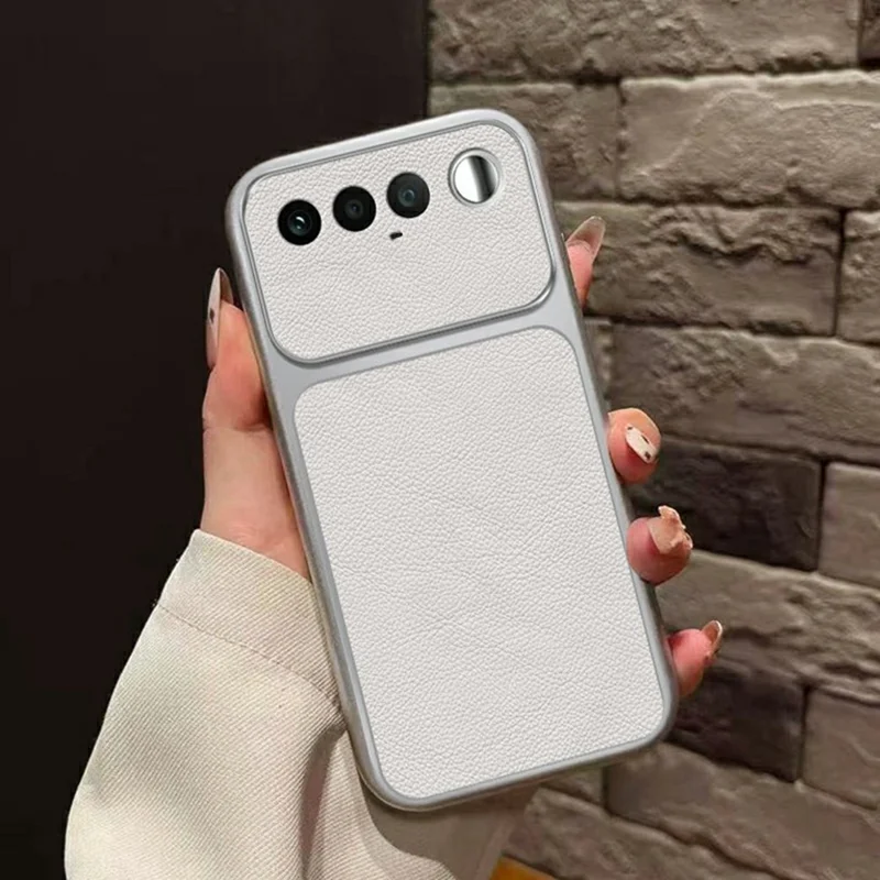 For Realme 16 5G Case PU-læderstruktur Stødfast TPU-beskyttelsesdæksel - Hvid