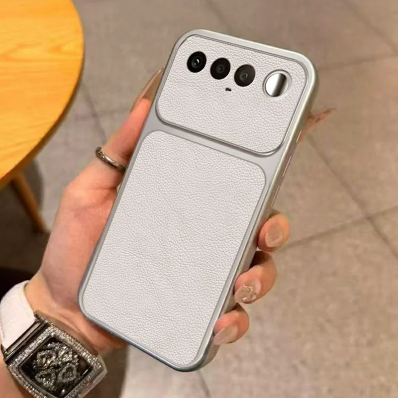 For Realme 16 5G Case PU-læderstruktur Stødfast TPU-beskyttelsesdæksel - Hvid
