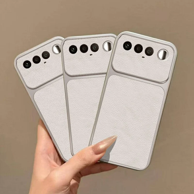 For Realme 16 5G Case PU-læderstruktur Stødfast TPU-beskyttelsesdæksel - Hvid