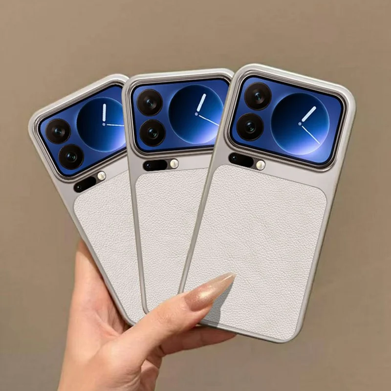 For Xiaomi 17 Pro Case PU Leather Texture Shockproof TPU Protective Phone Cover - White