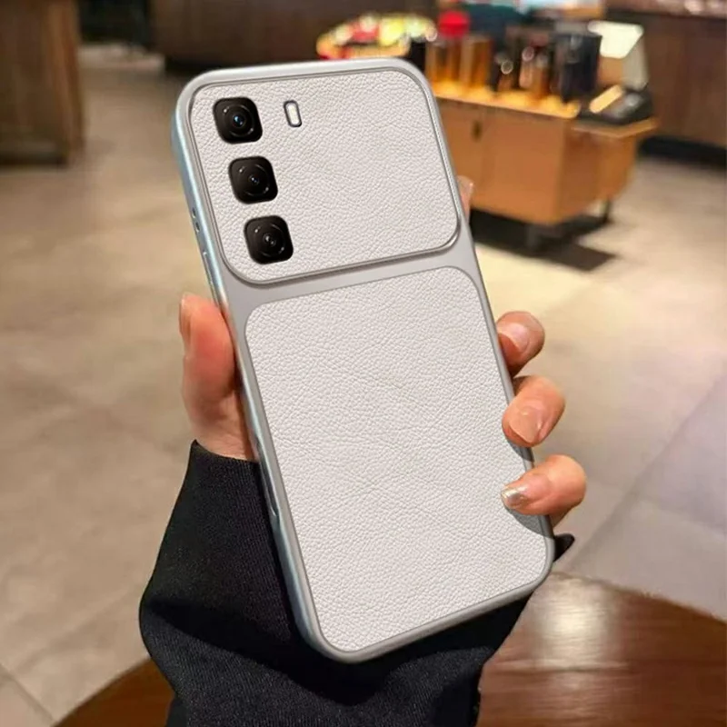 Coque pour Infinix Hot 60i 4G, housse de protection en TPU résistante aux chocs avec texture en cuir PU blanc - Blanc
