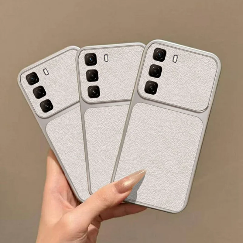 Coque pour Infinix Hot 60i 4G, housse de protection en TPU résistante aux chocs avec texture en cuir PU blanc - Blanc