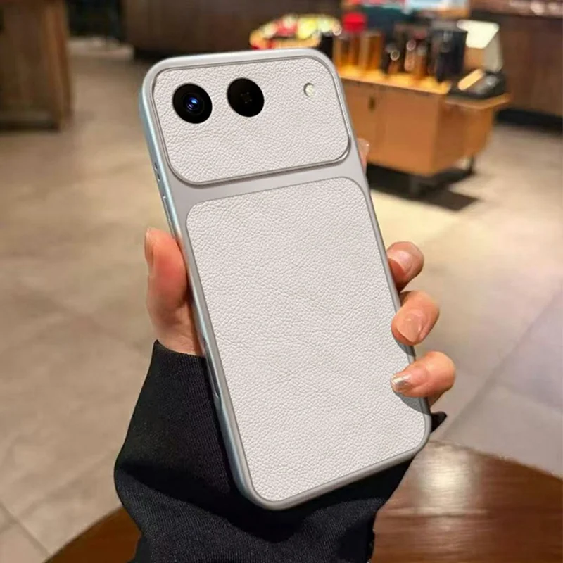 Coque pour Infinix Hot 60i 5G, housse de protection en TPU résistante aux chocs avec texture en cuir PU blanc - Blanc