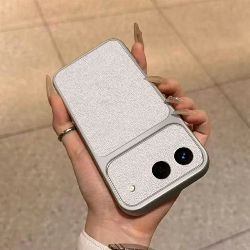 Coque pour Infinix Hot 60i 5G, housse de protection en TPU résistante aux chocs avec texture en cuir PU blanc - Blanc