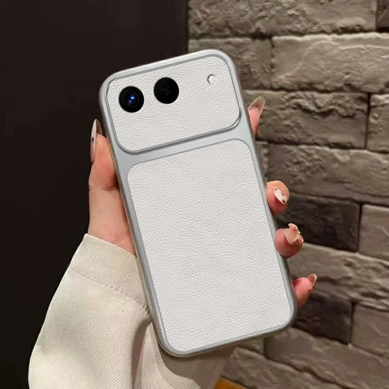Coque pour Infinix Hot 60i 5G, housse de protection en TPU résistante aux chocs avec texture en cuir PU blanc - Blanc