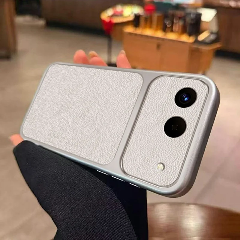 Coque pour Infinix Hot 60i 5G, housse de protection en TPU résistante aux chocs avec texture en cuir PU blanc - Blanc
