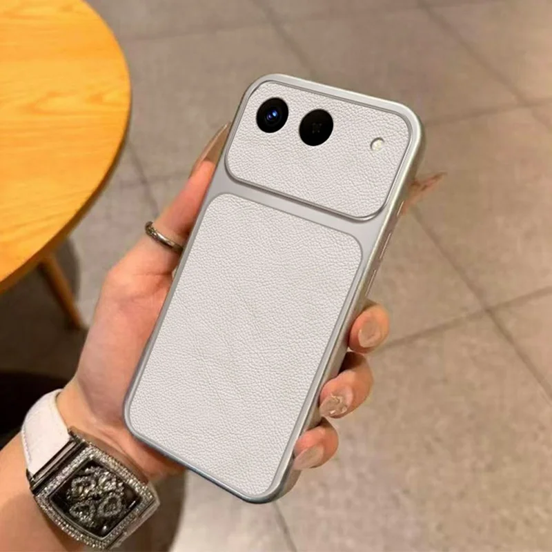 Coque pour Infinix Hot 60i 5G, housse de protection en TPU résistante aux chocs avec texture en cuir PU blanc - Blanc