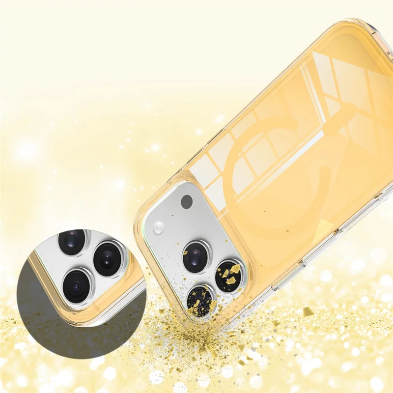 För iPhone 17 Pro Max Magnetisk Skal Neon Gradient TPU+PC Chockabsorberande Mobilhölle - Guld