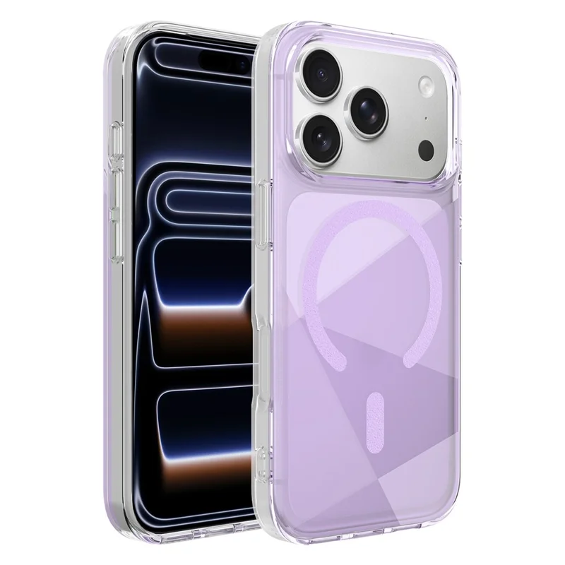 For iPhone 17 Pro Max Case Compatible with MagSafe Neon Gradient TPU+PC Shockproof Phone Cover - Mist Pink