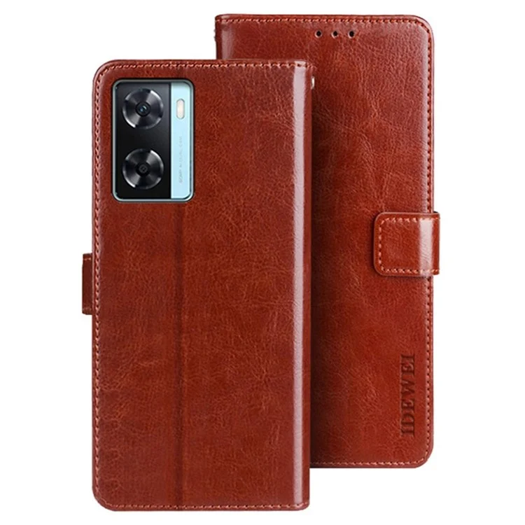 IDEWEI Para Oppo A77s 4G Promación PU PU Flip Soport Willet Cover Crazy Horse Texture Phone Protective - Marrón