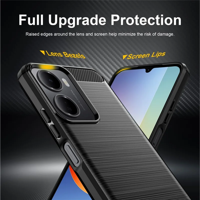 For Xiaomi Redmi A7 Pro 5G / 4G TPU Case Protective Phone Cover Carbon Fiber Texture Brushed - Black