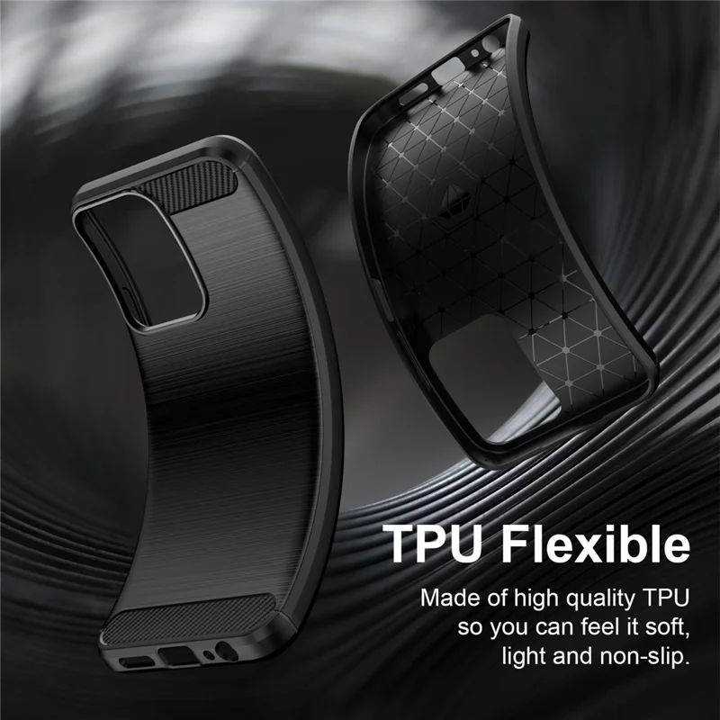 For Xiaomi Redmi A7 Pro 5G / 4G TPU Case Protective Phone Cover Carbon Fiber Texture Brushed - Black