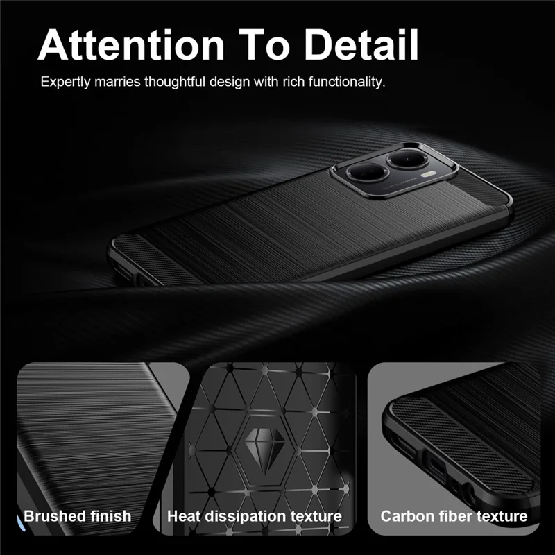 For Xiaomi Redmi A7 Pro 5G / 4G TPU Case Protective Phone Cover Carbon Fiber Texture Brushed - Black