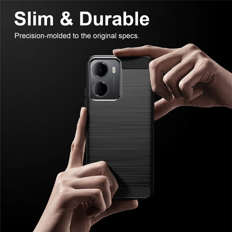 For Xiaomi Redmi A7 Pro 5G / 4G TPU Case Protective Phone Cover Carbon Fiber Texture Brushed - Black