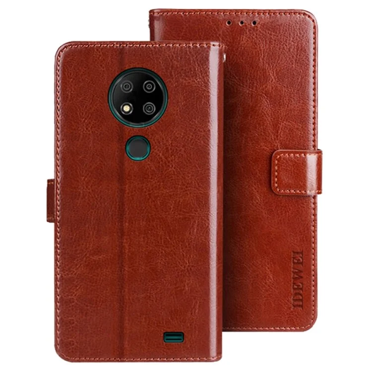 IDEWEI For Oukitel C19 / C19 Pro Book Style PU Leather Flip Stand Wallet Cover Crazy Horse Texture Phone Protective Case - Brown
