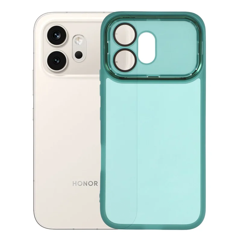 For Honor 600 5G Case Electroplated Camera Frame TPU Phone Cover - Transparent Army Green