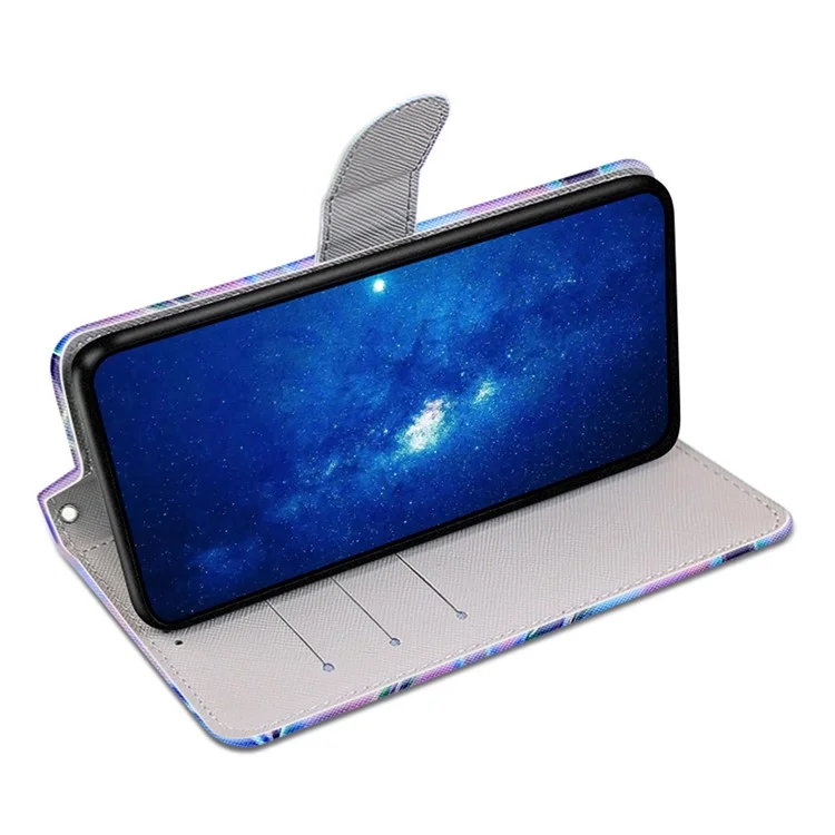 Para Sony Xperia 10 IV 5G Patrón de Impresión a Prueba de Choque Case de Billetera PU Cubierta de Teléfono de Cuero Con Correa de Muñeca - B03 Patrón de Agua Fluorescente