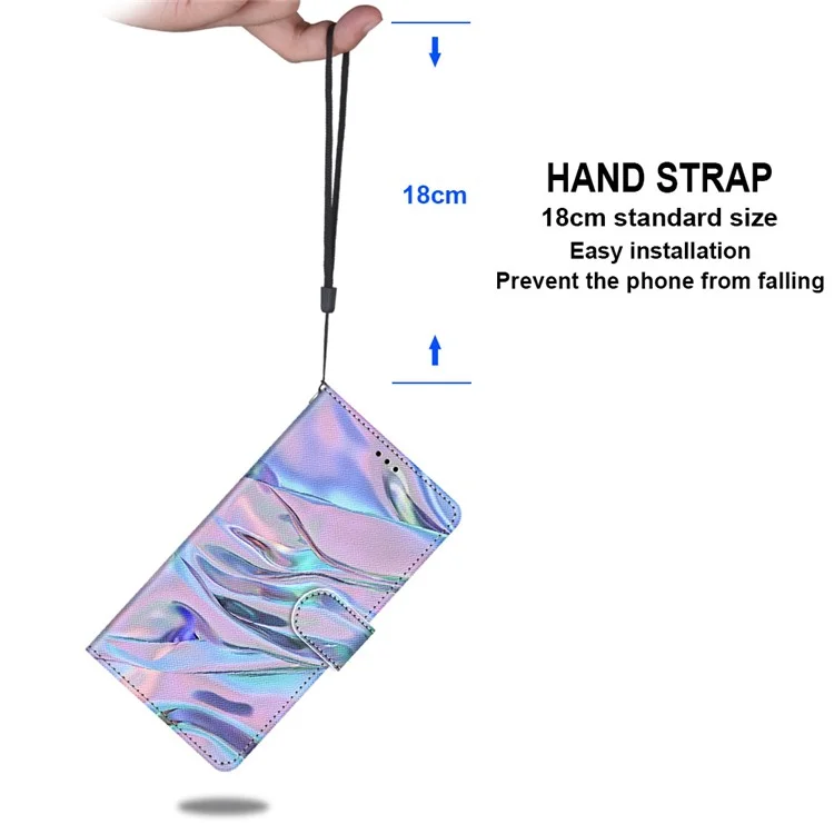 Para Sony Xperia 10 IV 5G Patrón de Impresión a Prueba de Choque Case de Billetera PU Cubierta de Teléfono de Cuero Con Correa de Muñeca - B03 Patrón de Agua Fluorescente