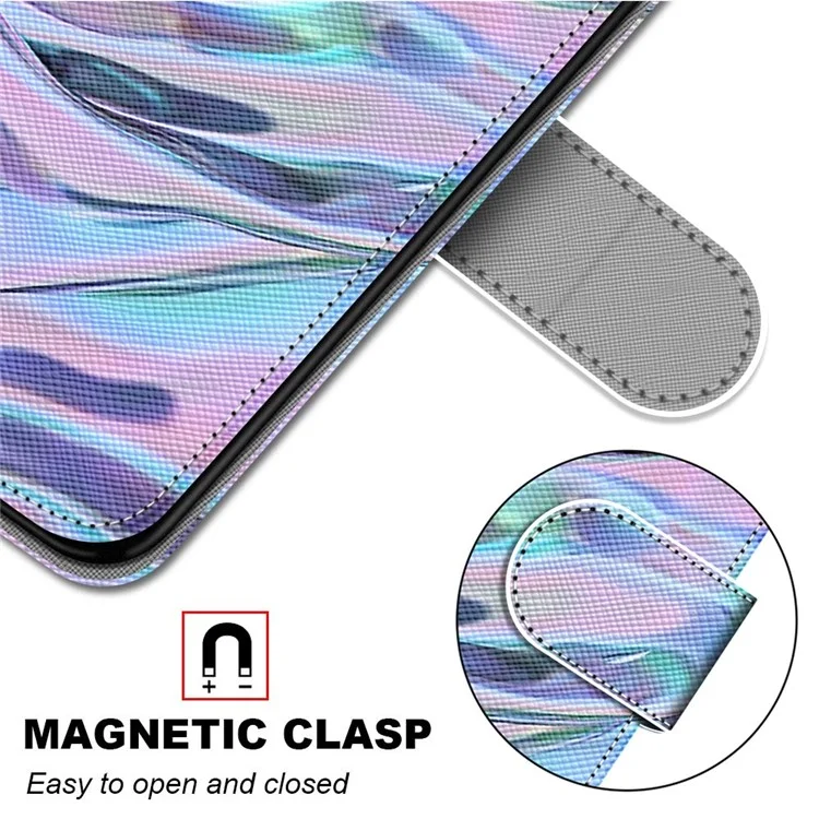 Para Sony Xperia 10 IV 5G Patrón de Impresión a Prueba de Choque Case de Billetera PU Cubierta de Teléfono de Cuero Con Correa de Muñeca - B03 Patrón de Agua Fluorescente