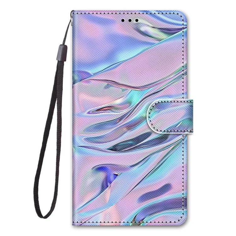 Para Sony Xperia 10 IV 5G Patrón de Impresión a Prueba de Choque Case de Billetera PU Cubierta de Teléfono de Cuero Con Correa de Muñeca - B03 Patrón de Agua Fluorescente