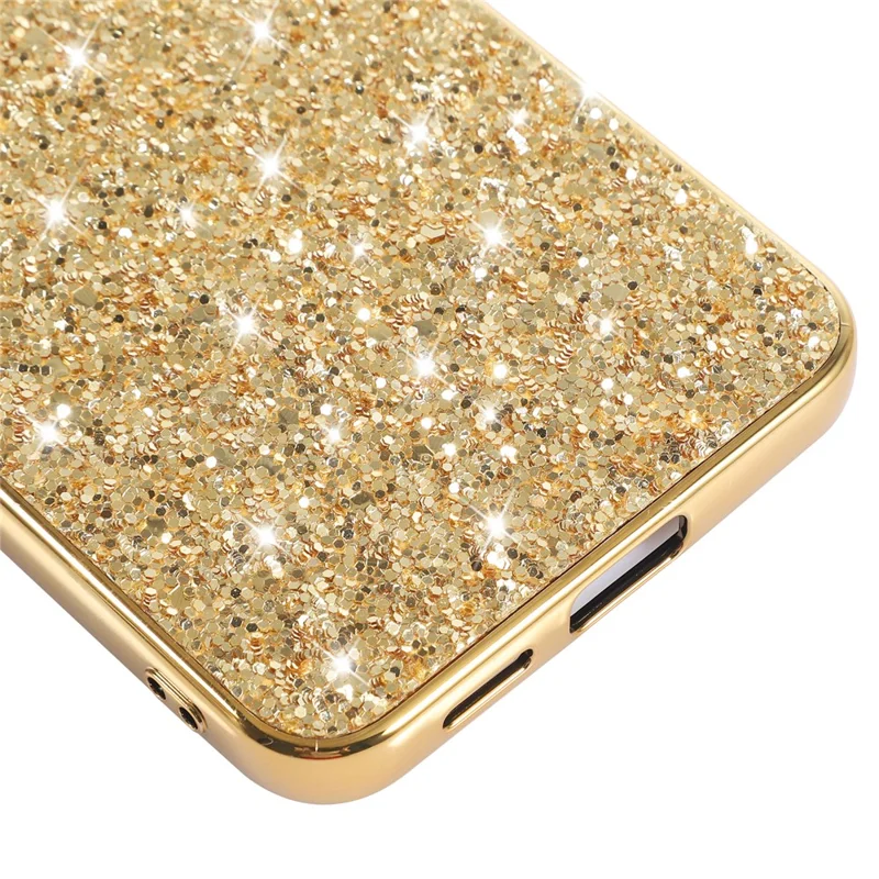 Capa para Samsung Galaxy A57 5G com Estrutura em TPU com Galvanização + PC, Capa Traseira com Brilhos Cintilantes - Dourado