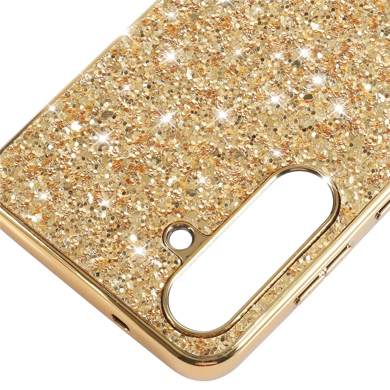 Capa para Samsung Galaxy A57 5G com Estrutura em TPU com Galvanização + PC, Capa Traseira com Brilhos Cintilantes - Dourado