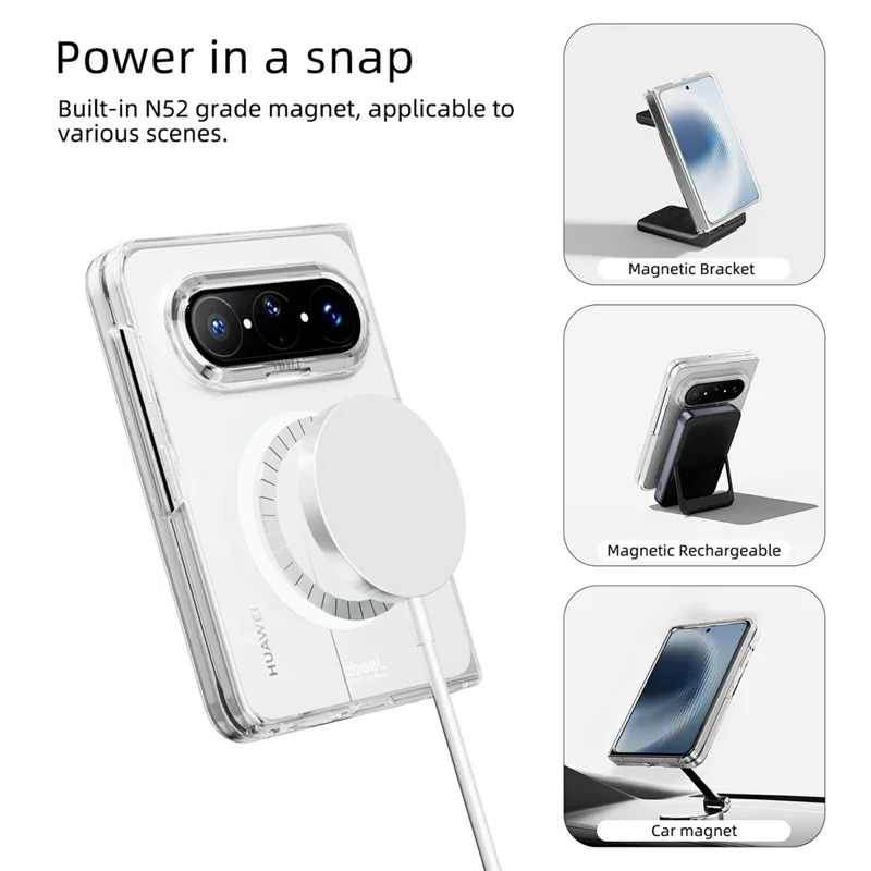 ABEEL For Huawei Pura X Max Magnetic Case Clear PC Anti Scratch Phone Cover - Transparent
