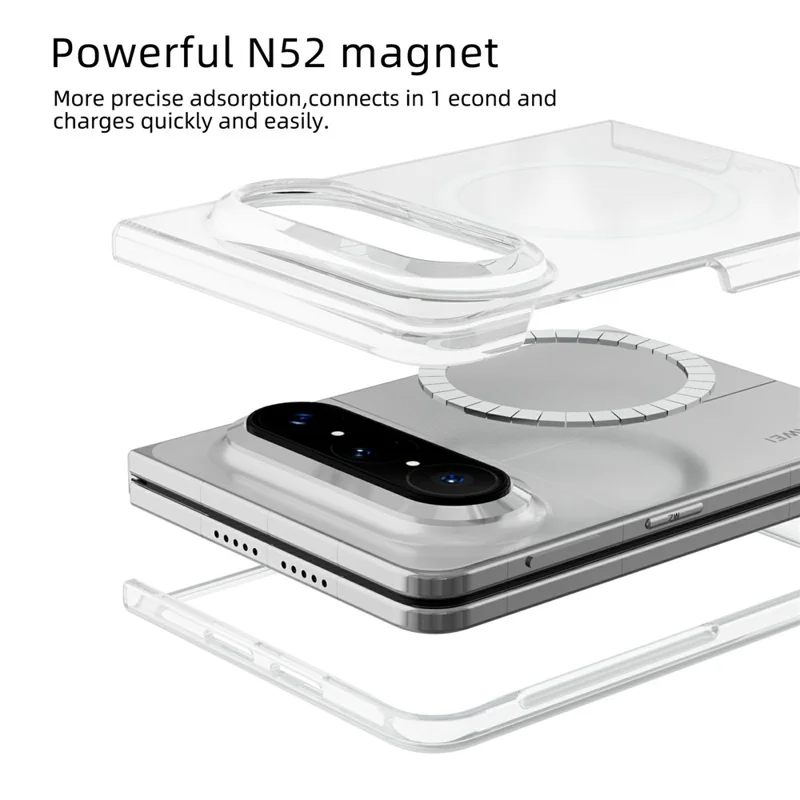 ABEEL For Huawei Pura X Max Magnetic Case Clear PC Anti Scratch Phone Cover - Transparent
