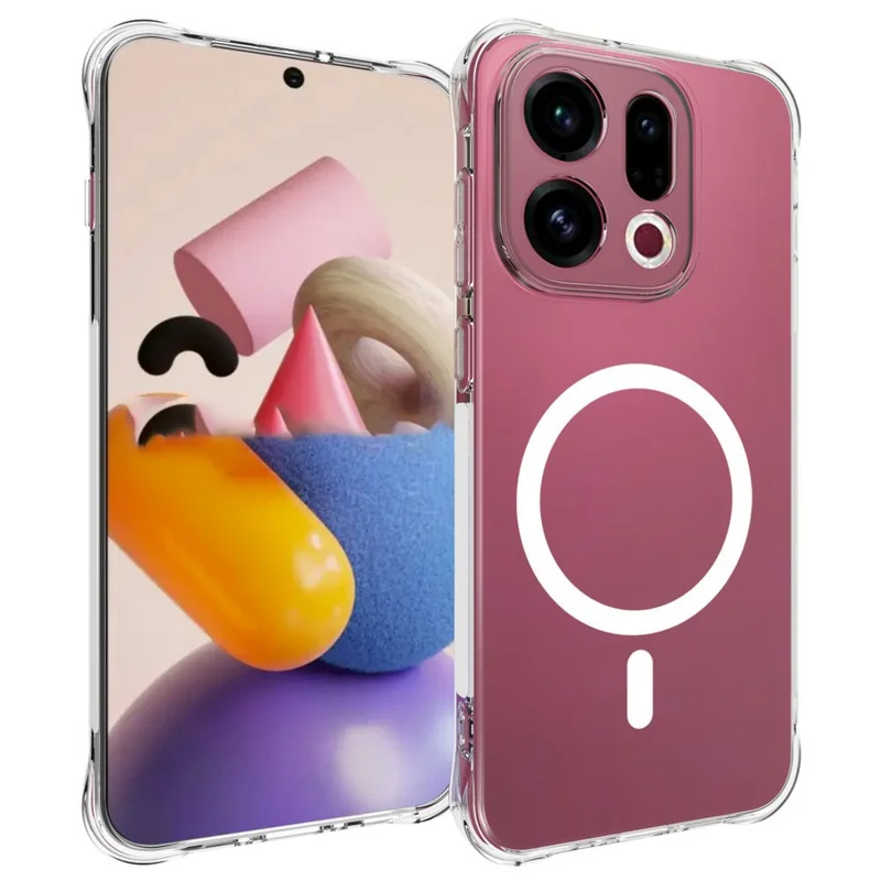 Bulk Purchasing for Oppo Find X9 5G Magnetic Case TPU Anti-drop Phone Back Cover - Transparent