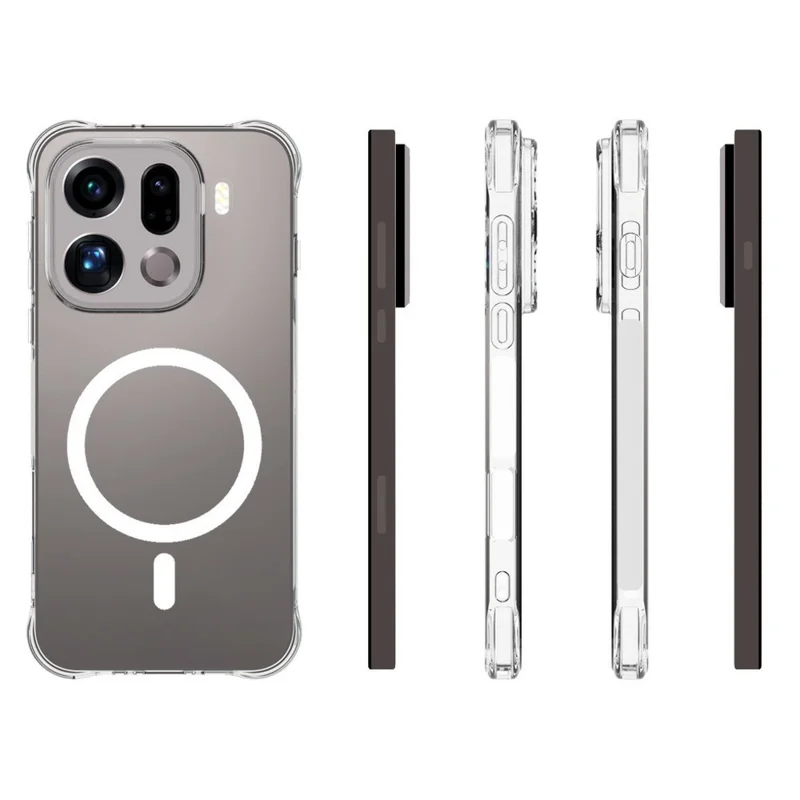 Bulk Purchasing for Oppo Find X9 Pro 5G Magnetic Case TPU Anti-drop Phone Back Cover - Transparent
