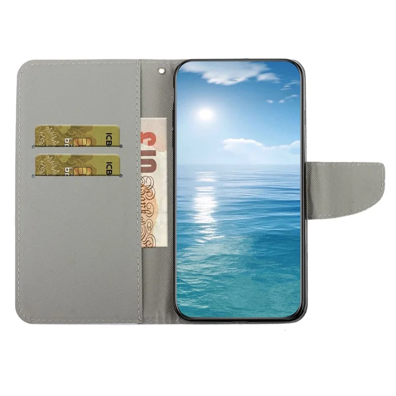 Capa para Xiaomi Redmi 15a 5G com Impressão de Padrão, Capa Protetora em Couro Tipo Pasta com Alça de Pulso - Crisântemo