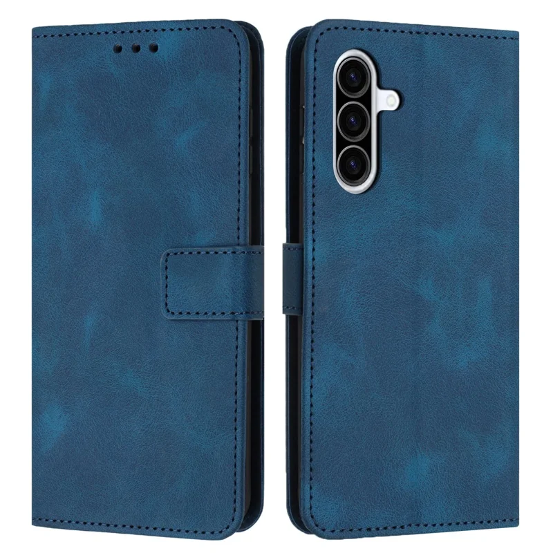 For Samsung Galaxy A27 Case Solid Color Leather Wallet Protective Phone Cover - Blue