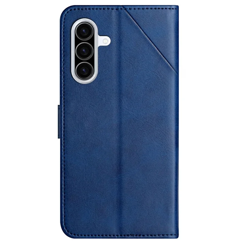 Funda de cuero con diseño de líneas para Samsung Galaxy A27, con cartera y correa de mano - Azul